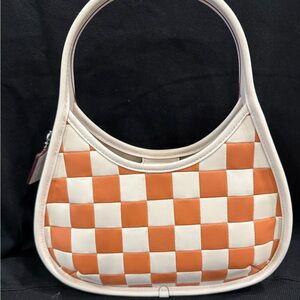 Coachtopia light pumpkin and Cream Checkered Women's Bag